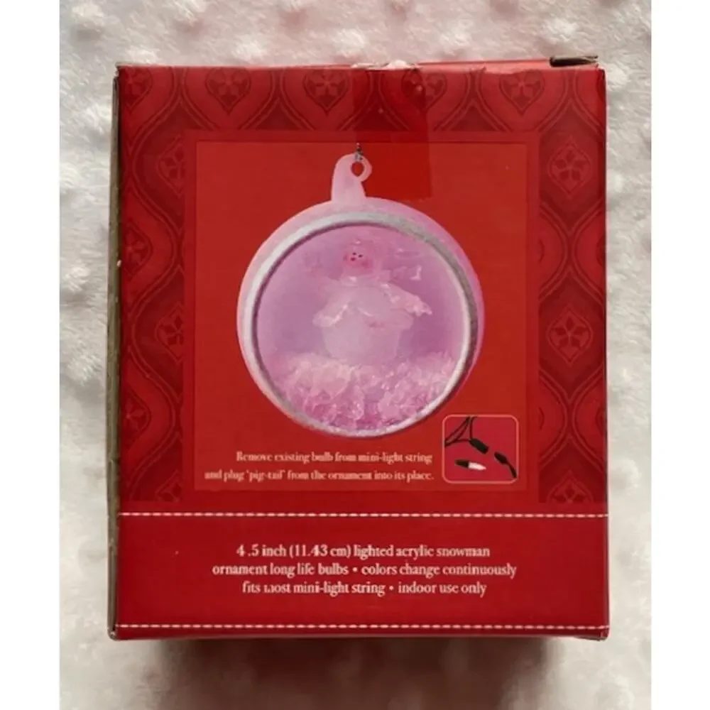 Vintage 2003 Target Exclusive Color Changing Lighted Snowman Ball Ornament-NIB
